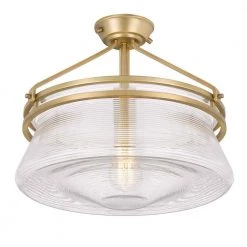 O'Keefe 14 in. x 14 in. x 13 in. 1-Light Aged Brass Finish Embossed glass Semi-Flush Mount by Worldwide Lighting -Thomas Lighting Sales aged brass embossed glass worldwide lighting flush mount lights e30005 012 1f 1000