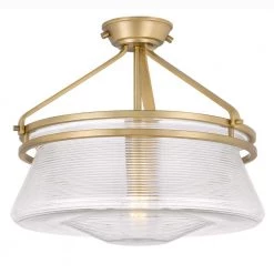 O'Keefe 14 in. x 14 in. x 13 in. 1-Light Aged Brass Finish Embossed glass Semi-Flush Mount by Worldwide Lighting -Thomas Lighting Sales aged brass embossed glass worldwide lighting flush mount lights e30005 012 4f 1000