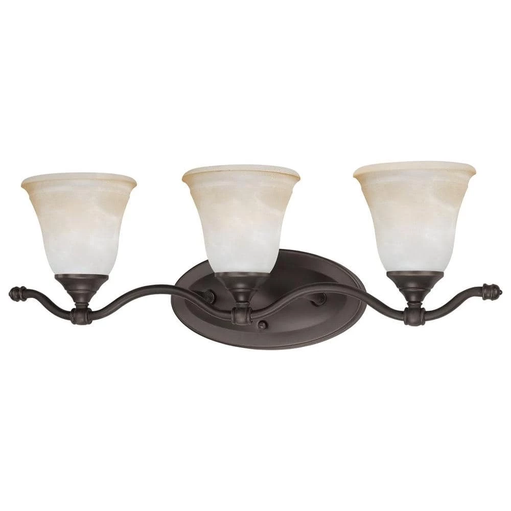 Harmony 3-Light Aged Bronze Bath Fixture by Thomas Lighting 3 Harmony 3-Light Aged Bronze Bath Fixture by Thomas Lighting