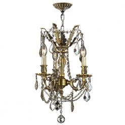 Windsor Collection 3-Light Antique Bronze with Golden Teak Crystal Chandelier by Worldwide Lighting