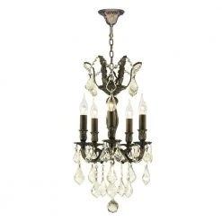 Versailles 5-Light Antique Bronze Chandelier with Golden Teak Crystal by Worldwide Lighting