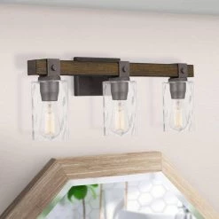 Edison 3-Light Artisan Iron and Wood Finish Vanity Light 6 in. x 24 in. x 9.25 in. by Worldwide Lighting 15 Edison 3-Light Artisan Iron and Wood Finish Vanity Light 6 in. x 24 in. x 9.25 in. by Worldwide Lighting -Thomas Lighting Sales artisan iron wood finish worldwide lighting vanity lighting e20007 018 31 1000