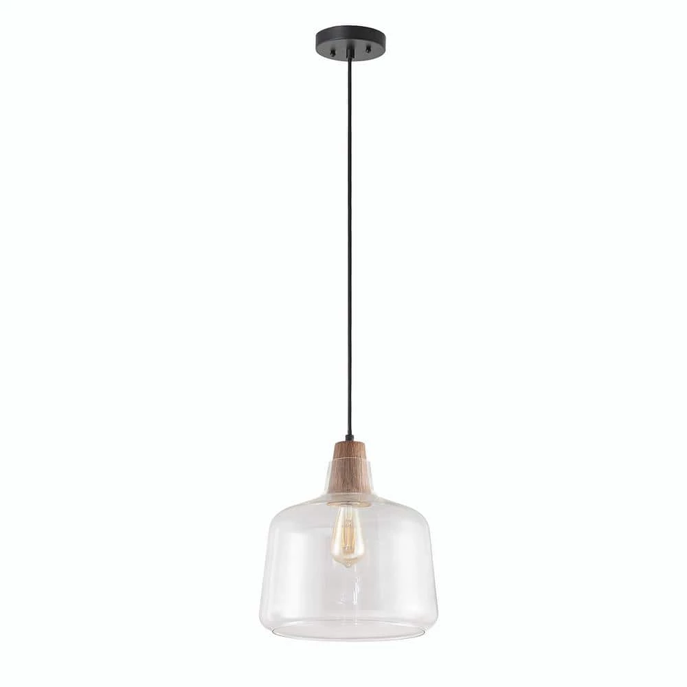 Bixby 1-Light Beach Oak Wood Mini Pendant with Clear Glass by Worldwide Lighting 4 Bixby 1-Light Beach Oak Wood Mini Pendant with Clear Glass by Worldwide Lighting - Image 2