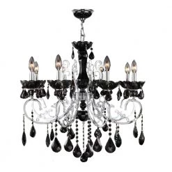 Kronos 8-light Chrome with Black Crystals Chandelier by Worldwide Lighting