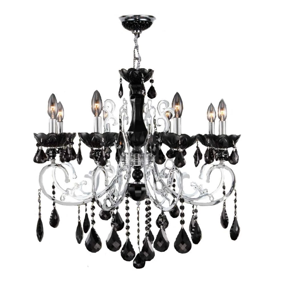 Kronos 8-light Chrome with Black Crystals Chandelier by Worldwide Lighting 3 Kronos 8-light Chrome with Black Crystals Chandelier by Worldwide Lighting