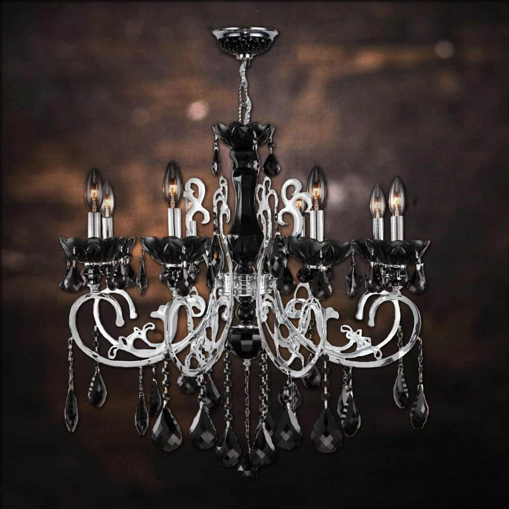 Kronos 8-light Chrome with Black Crystals Chandelier by Worldwide Lighting 4 Kronos 8-light Chrome with Black Crystals Chandelier by Worldwide Lighting - Image 2