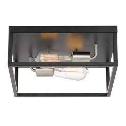 Concord 12.75 in. x 12.75 in. x 5 in. 2-Light Black Frame with Brushed Nickel Socket Flush Mount by Worldwide Lighting -Thomas Lighting Sales black frame with brushed nickel socket worldwide lighting flush mount lights e30020 001a 1f 1000