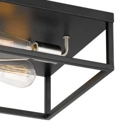 Concord 12.75 in. x 12.75 in. x 5 in. 2-Light Black Frame with Brushed Nickel Socket Flush Mount by Worldwide Lighting -Thomas Lighting Sales black frame with brushed nickel socket worldwide lighting flush mount lights e30020 001a 44 1000