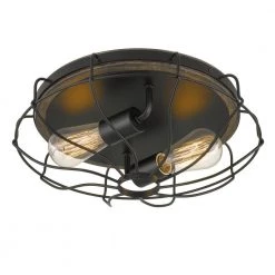 Cyclone 15 in. D x 5.25 in. H 2-Light Black and Seaside Oak Flush Mount by Worldwide Lighting -Thomas Lighting Sales black seaside oak worldwide lighting flush mount lights e30040 001 4f 1000