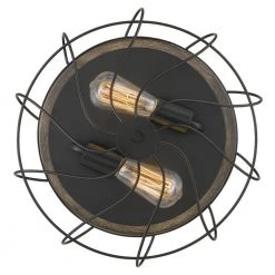 Cyclone 15 in. D x 5.25 in. H 2-Light Black and Seaside Oak Flush Mount by Worldwide Lighting -Thomas Lighting Sales black seaside oak worldwide lighting flush mount lights e30041 001 44 1000