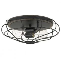 Cyclone 15 in. D x 5.25 in. H 2-Light Black and Seaside Oak Flush Mount by Worldwide Lighting -Thomas Lighting Sales black seaside oak worldwide lighting flush mount lights e30041 001 c3 1000