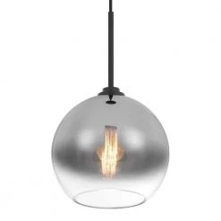 Phantasm II 14 in. x 14 in. x 20 in. 1-Light Black Finish Smoke Graduated Color Glass Pendant by Worldwide Lighting -Thomas Lighting Sales black smoke graduated color glass worldwide lighting chandeliers e80008 001 4f 1000