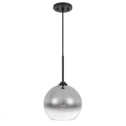 Phantasm II 14 in. x 14 in. x 20 in. 1-Light Black Finish Smoke Graduated Color Glass Pendant by Worldwide Lighting -Thomas Lighting Sales black smoke graduated color glass worldwide lighting chandeliers e80008 001 c3 1000