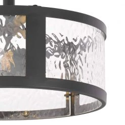 Savannah 11.8 in. x 11.8 in. x 9 in. 2-Light Black Finish Water Grain Glass Semi-Flush Mount by Worldwide Lighting -Thomas Lighting Sales black water grain glass worldwide lighting flush mount lights e30007 001 44 1000