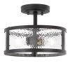 Savannah 11.8 in. x 11.8 in. x 9 in. 2-Light Black Finish Water Grain Glass Semi-Flush Mount by Worldwide Lighting 1 Savannah 11.8 in. x 11.8 in. x 9 in. 2-Light Black Finish Water Grain Glass Semi-Flush Mount by Worldwide Lighting -Thomas Lighting Sales black water grain glass worldwide lighting flush mount lights e30007 001 64 1000