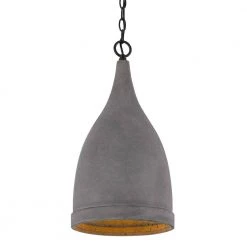 Remington 10 in. D x 19.63 in. H 1-Light Black Concrete Metal Grey Shade Pendant by Worldwide Lighting -Thomas Lighting Sales black worldwide lighting chandeliers e80014 001 1f 1000