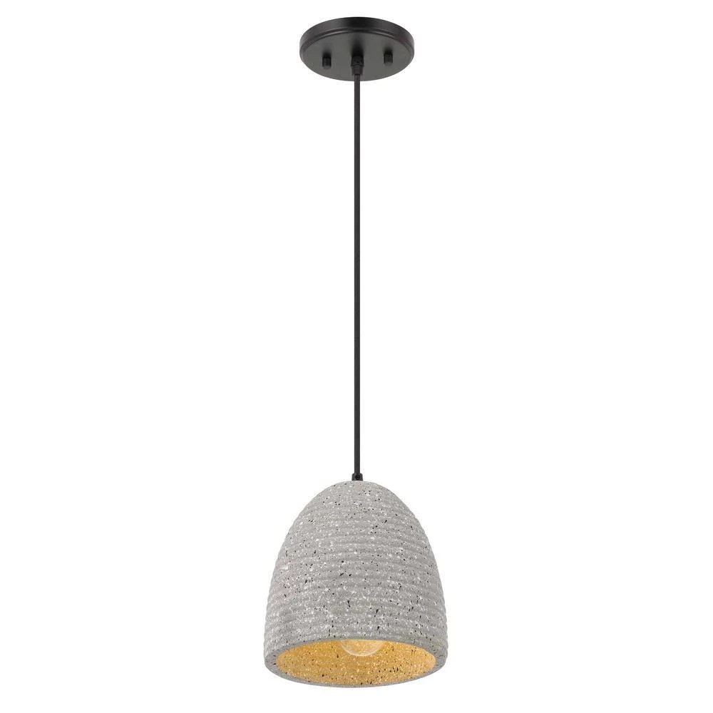 Remington 7.25 in. D X 8.63 in. H 1-Light Black Concrete Metal Grey Shade Pendant by Worldwide Lighting 5 Remington 7.25 in. D X 8.63 in. H 1-Light Black Concrete Metal Grey Shade Pendant by Worldwide Lighting - Image 3