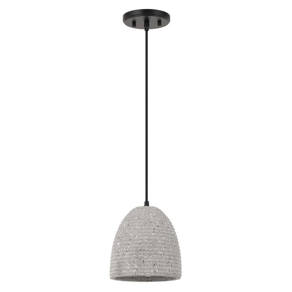 Remington 7.25 in. D X 8.63 in. H 1-Light Black Concrete Metal Grey Shade Pendant by Worldwide Lighting 4 Remington 7.25 in. D X 8.63 in. H 1-Light Black Concrete Metal Grey Shade Pendant by Worldwide Lighting - Image 2