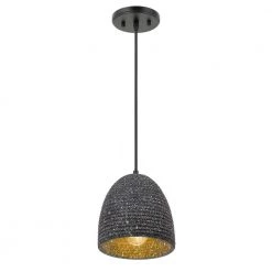 Remington 7.25 in. D X 8.63 in. H 1-Light Black Concrete Metal Grey Shade Pendant by Worldwide Lighting -Thomas Lighting Sales black worldwide lighting chandeliers e80018 001 4f 1000