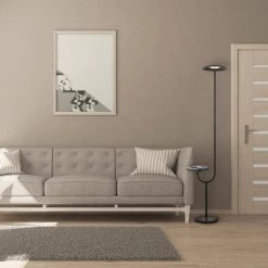 Parasol 70.67 in. Black Finish LED Floor Lamp Wireless Charging and Table Top Shelf Tall Standing Torchiere Lamp by Worldwide Lighting -Thomas Lighting Sales black worldwide lighting floor lamps w63441 001 31 1000