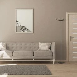 Twizzler 67.52 in. Black Finish Round LED Bright Light Floor Lamp Dimmable Up-Light Tall Standing Torchiere Lamp by Worldwide Lighting -Thomas Lighting Sales black worldwide lighting floor lamps w63444 001 31 1000