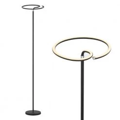 Twizzler 67.52 in. Black Finish Round LED Bright Light Floor Lamp Dimmable Up-Light Tall Standing Torchiere Lamp by Worldwide Lighting -Thomas Lighting Sales black worldwide lighting floor lamps w63444 001 44 1000