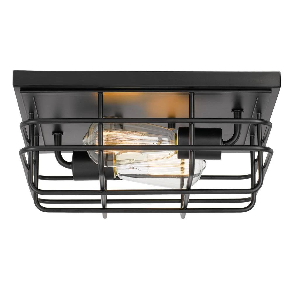 Attica 12.63 in. x 12.63 in. x 5 in. 2-Light Black Flush Mount by Worldwide Lighting 6 Attica 12.63 in. x 12.63 in. x 5 in. 2-Light Black Flush Mount by Worldwide Lighting - Image 4