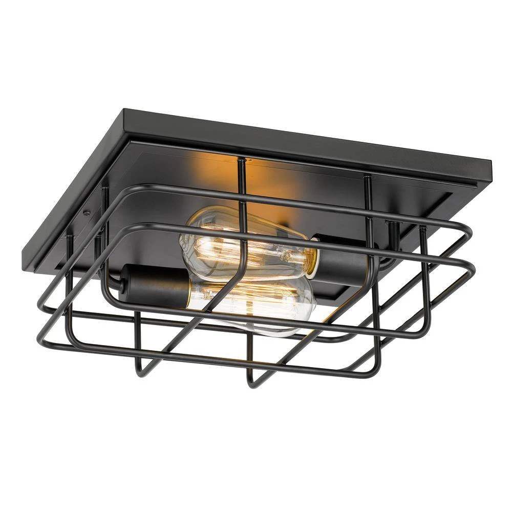 Attica 12.63 in. x 12.63 in. x 5 in. 2-Light Black Flush Mount by Worldwide Lighting 5 Attica 12.63 in. x 12.63 in. x 5 in. 2-Light Black Flush Mount by Worldwide Lighting - Image 3