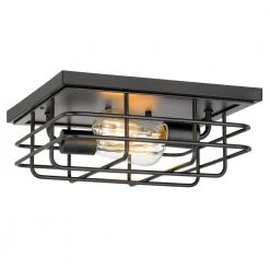 Attica 12.63 in. x 12.63 in. x 5 in. 2-Light Black Flush Mount by Worldwide Lighting