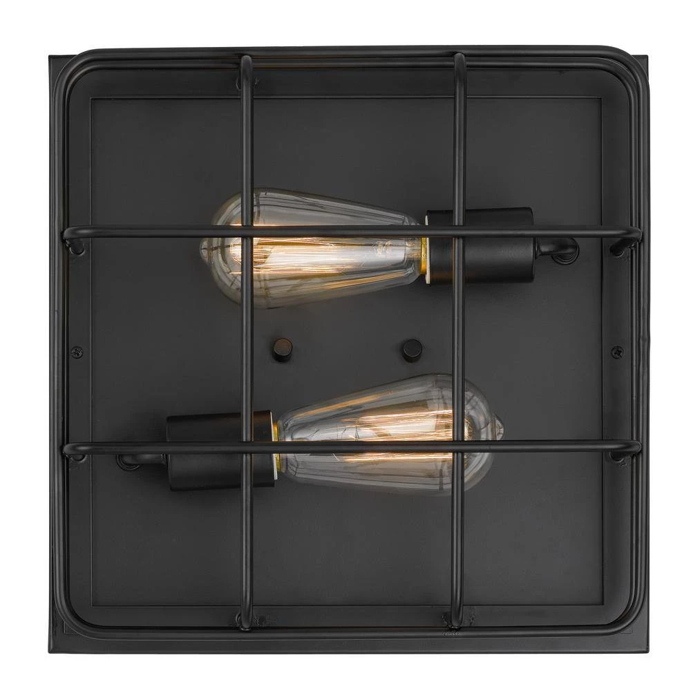 Attica 12.63 in. x 12.63 in. x 5 in. 2-Light Black Flush Mount by Worldwide Lighting 8 Attica 12.63 in. x 12.63 in. x 5 in. 2-Light Black Flush Mount by Worldwide Lighting - Image 6
