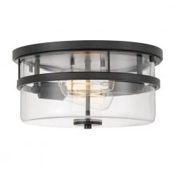Kenmore 13 in. x 13 in. x 6.38 in. 2-Light Black Flush Mount by Worldwide Lighting -Thomas Lighting Sales black worldwide lighting flush mount lights e30036 001 4f 1000