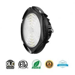 Waterproof UFO 150-Watt Black 5000K 22500 Lumens IP65 Integrated LED High Bay Light by Worldwide Lighting -Thomas Lighting Sales black worldwide lighting high bay lights hb150w 5000k 90d 66 1000