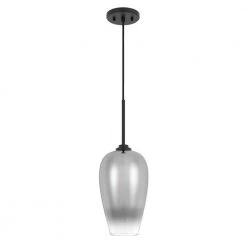 Phantasm II 7 in. x 7 in. x 17.8 in. 1-Light Black Finish Smoke Graduated Color Glass Pendant by Worldwide Lighting -Thomas Lighting Sales black worldwide lighting pendant lights e80009 001 c3 1000