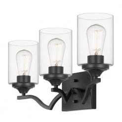 Tarantuga 6.25 in. 3-Light Black Vanity Light with Prismatic Clear Glass Shades by Worldwide Lighting -Thomas Lighting Sales black worldwide lighting vanity lighting e20131 001 1f 1000