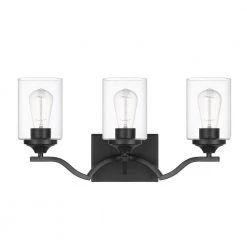 Tarantuga 6.25 in. 3-Light Black Vanity Light with Prismatic Clear Glass Shades by Worldwide Lighting -Thomas Lighting Sales black worldwide lighting vanity lighting e20131 001 4f 1000