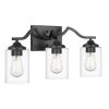 Tarantuga 6.25 in. 3-Light Black Vanity Light with Prismatic Clear Glass Shades by Worldwide Lighting