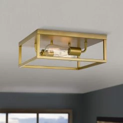 Concord 12.75 in. x 12.75 in. x 5 in. 2-Light Brass Flush Mount by Worldwide Lighting -Thomas Lighting Sales brass worldwide lighting flush mount lights e30020 021 31 1000