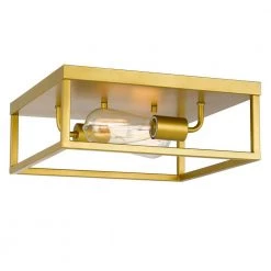 Concord 12.75 in. x 12.75 in. x 5 in. 2-Light Brass Flush Mount by Worldwide Lighting