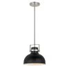 Morse 10 in. x 10 in. x 9.5 in. 1-Light Brushed Nickel and Black Mini Pendant by Worldwide Lighting -Thomas Lighting Sales brushed nickel and black worldwide lighting pendant lights e80072 005 64 1000