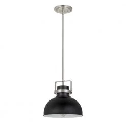 Morse 10 in. x 10 in. x 9.5 in. 1-Light Brushed Nickel and Black Mini Pendant by Worldwide Lighting -Thomas Lighting Sales brushed nickel and black worldwide lighting pendant lights e80072 005 c3 1000