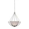 Casual Mission 3-Light Brushed Nickel Chandelier With White Lined Glass Shade by Thomas Lighting -Thomas Lighting Sales brushed nickel thomas lighting chandeliers cn170342 64 1000