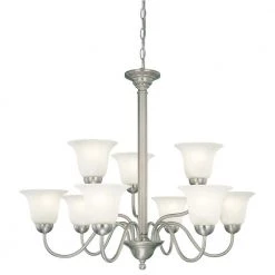 Riva 9-Light Brushed Nickel Chandelier by Thomas Lighting