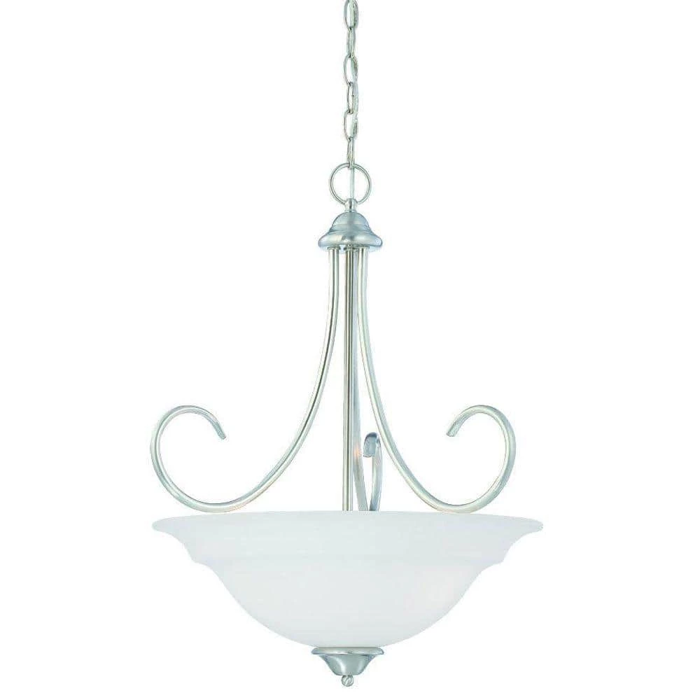 Bella 3-Light Brushed Nickel Pendant with Etched Glass Shade by Thomas Lighting 3 Bella 3-Light Brushed Nickel Pendant with Etched Glass Shade by Thomas Lighting