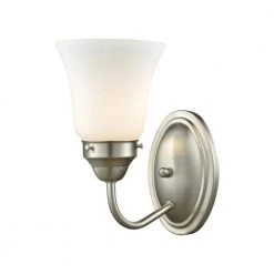 Califon 1-Light Brushed Nickel With White Glass Bath Light by Thomas Lighting