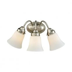 Califon 3-Light Brushed Nickel With White Glass Bath Light by Thomas Lighting