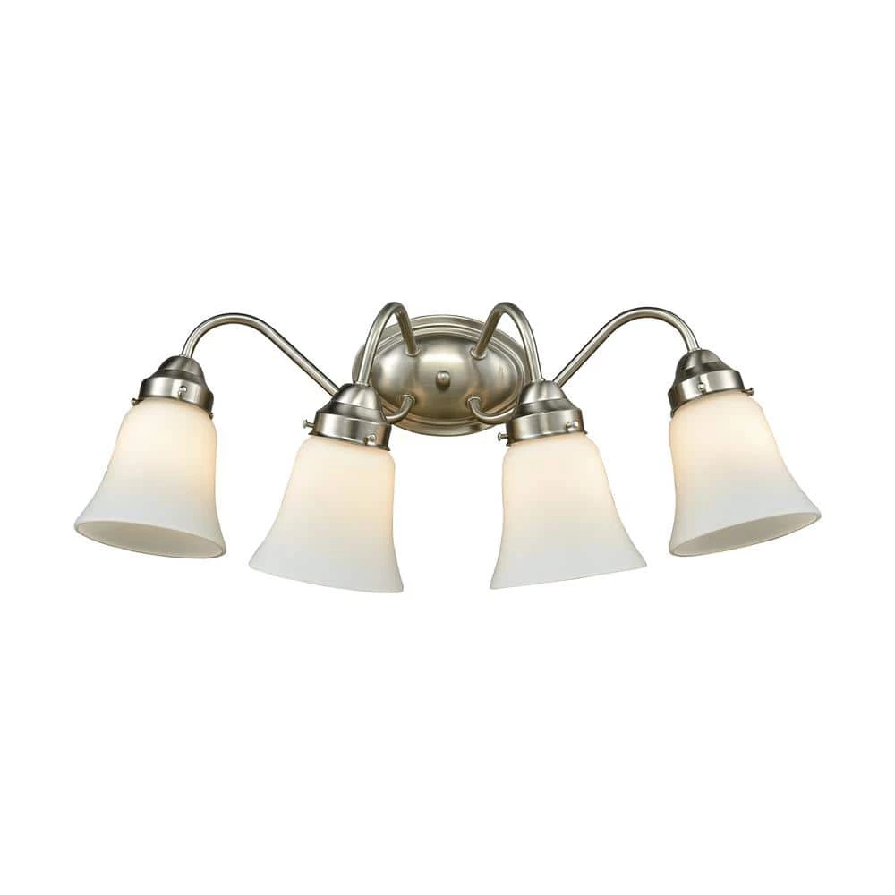 Califon 4-Light Brushed Nickel With White Glass Bath Light by Thomas Lighting 3 Califon 4-Light Brushed Nickel With White Glass Bath Light by Thomas Lighting