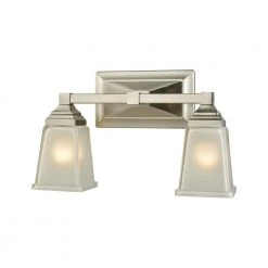 Sinclair 2-Light Brushed Nickel With Frosted Glass Bath Light by Thomas Lighting