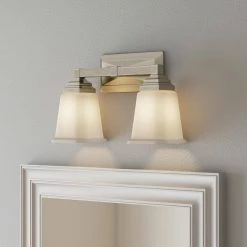 Sinclair 2-Light Brushed Nickel With Frosted Glass Bath Light by Thomas Lighting -Thomas Lighting Sales brushed nickel thomas lighting vanity lighting cn573211 a0 1000