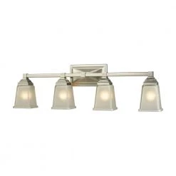 Sinclair 4-Light Brushed Nickel With Frosted Glass Bath Light by Thomas Lighting