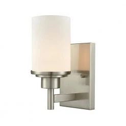 Belmar 1-Light Brushed Nickel With Opal White Glass Bath Light by Thomas Lighting